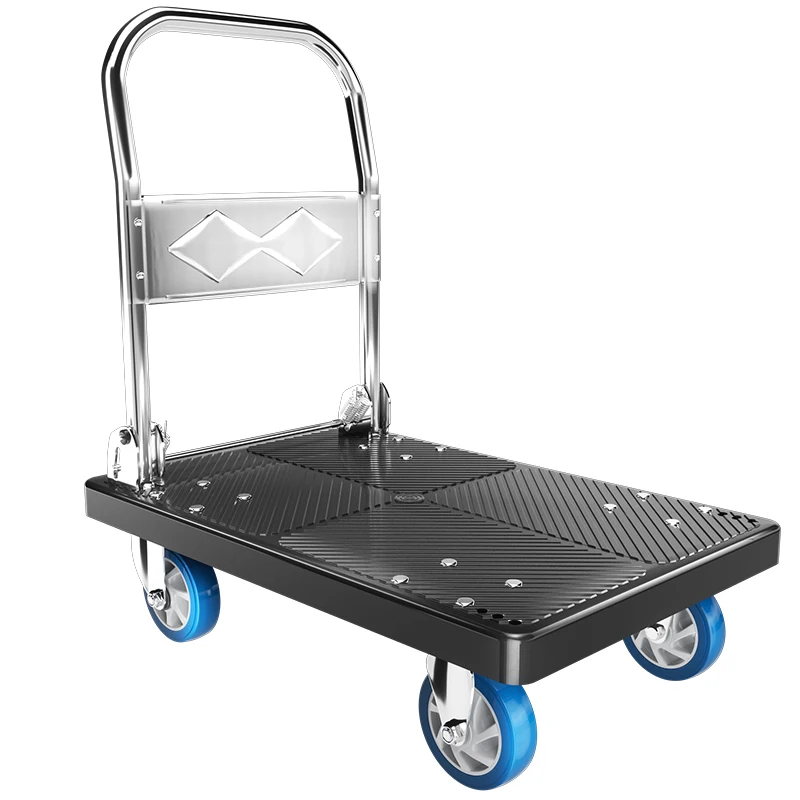Cheap Price Portable Storage Plastic Platform Foldable Hand Trolley Cart Trucks For Warehouse