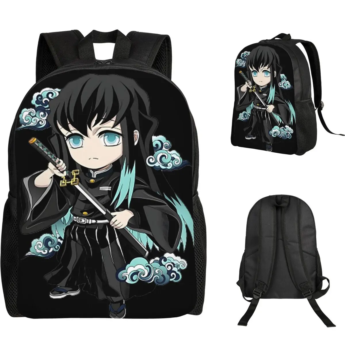 

Chibi Mist Pillar Muichiro Tokito Student Backpack School Bag Hiking Travel Daypack for Boys Girls Fashion Bookbag Shoulder Bags