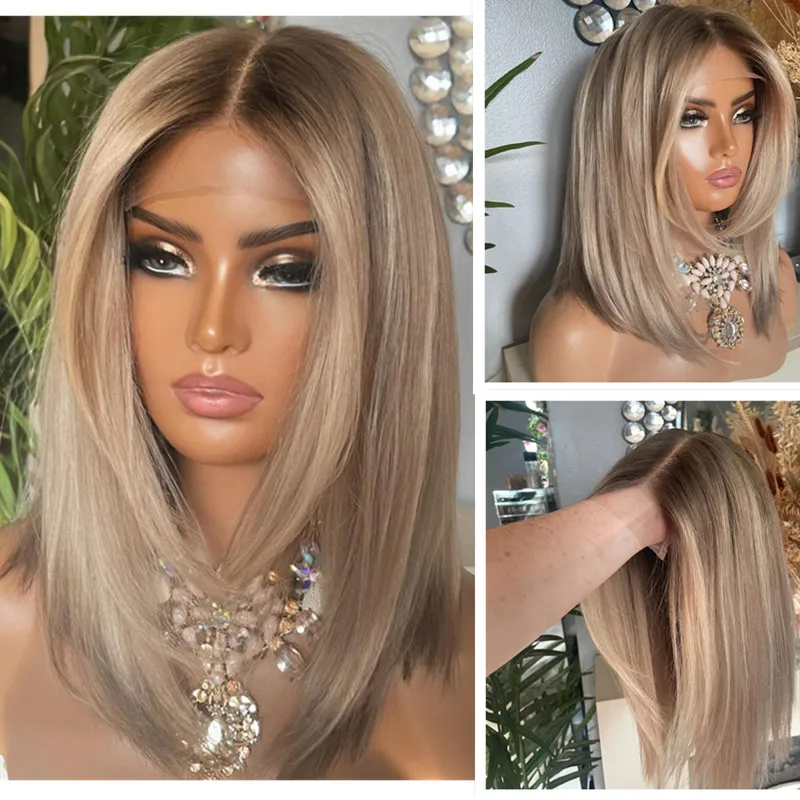 Lace Front Human Hair Wig Short Bob Cut Women