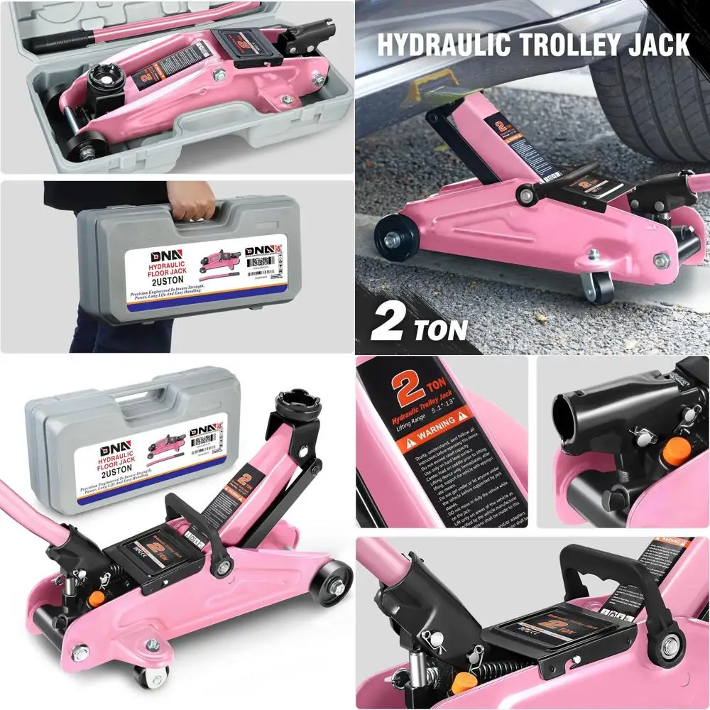 

2 Ton Pink Low Profile Hydraulic Floor Jack, 5.1-13 Lift Range