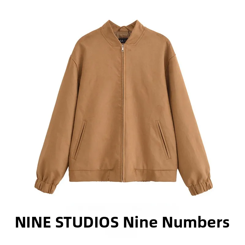 

Casual Loose Long Sve Zipper Jaet Pure Color Women's Outerwear NINE ZAR Autumn 2025 Faion Leisure Design Sense