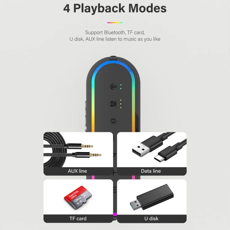 XDOBO X8 III 60 واط مكبر صوت محمول ملون RGB مكبر صوت IPX7 خارجي مقاوم للماء مكبر صوت لاسلكي مع مضخم صوت ثقيل