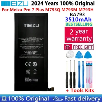 Meizu Pro 7 Plus용 2024 100% 오리지널 대용량 배터리, 3510mAh 스마트폰 교체 배터리, M793Q M793M M793H BA793