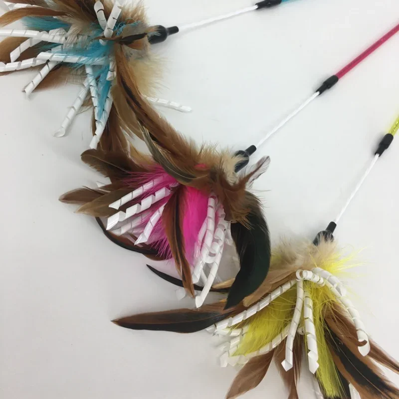 Cat colored feathers ringing paper with bells teasing cat sticks cat gnawing toys