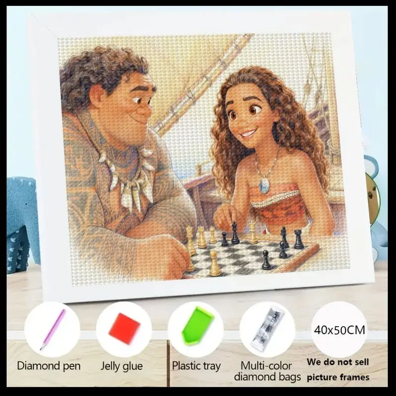 

1 шт. Набор алмазной живописи Disney Moana & Maui, 5D персонаж мультфильма, полный дрель, большой драгоценный камень, художественный набор, сверкающие хрустальные стразы своими руками