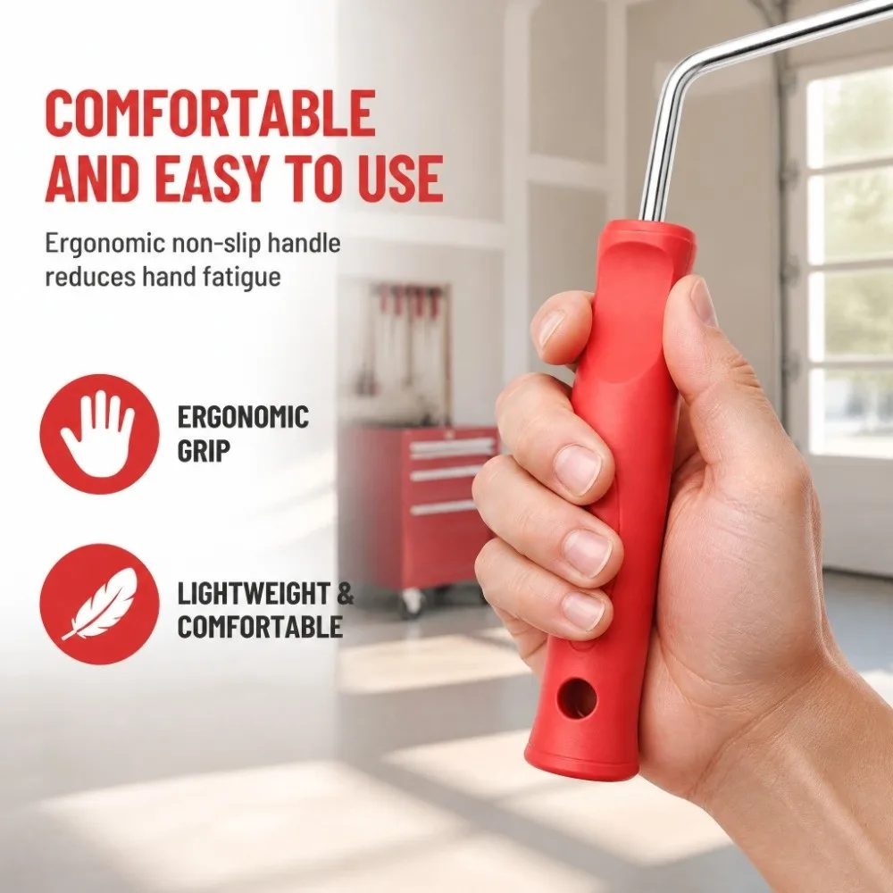 2PCS Practical Toothed Design Texture Paint Roller Ergonomic Handle 7 Inch Painting Roller Brush Rubber Roller Brush Wall