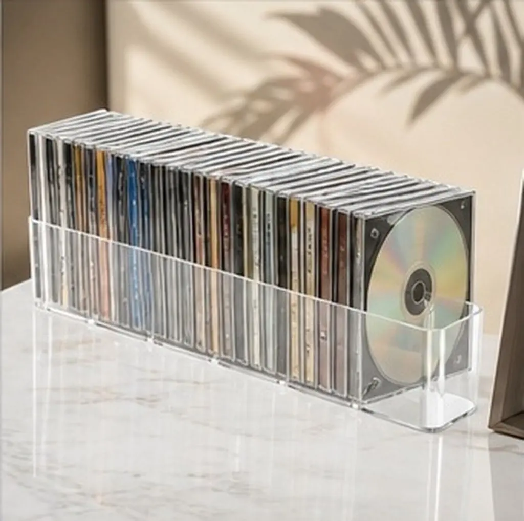 Household Acrylic Cd Stand Rack Decorative Dvd Storage Rack Desktop Display Stand for Home Use Cd Storage Units