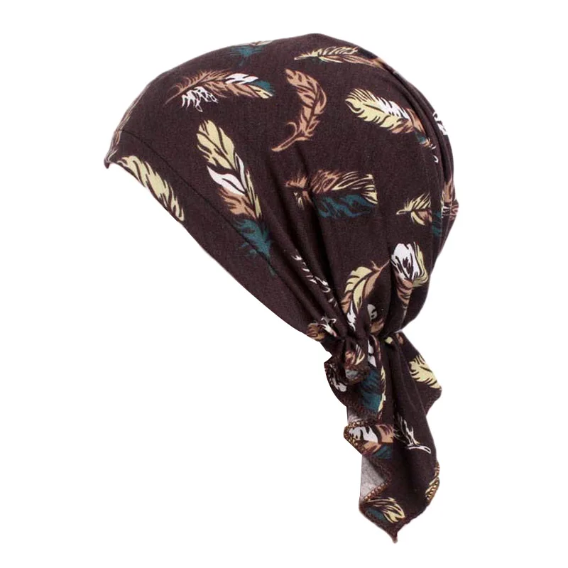Frauen Gedruckt Muslimischen Turban Pre-krawatte Stil Krebs Chemo Hut Beanie Schal Turban Kopf Wrap Cap Kopfbedeckung Dame Haar zubehör – Detail 5
