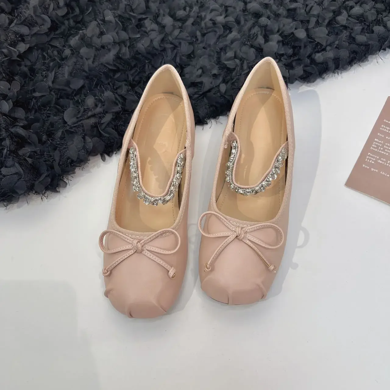 

5cm French high-end rhinestone with gentle style, women's silk ballet , single shoe for women