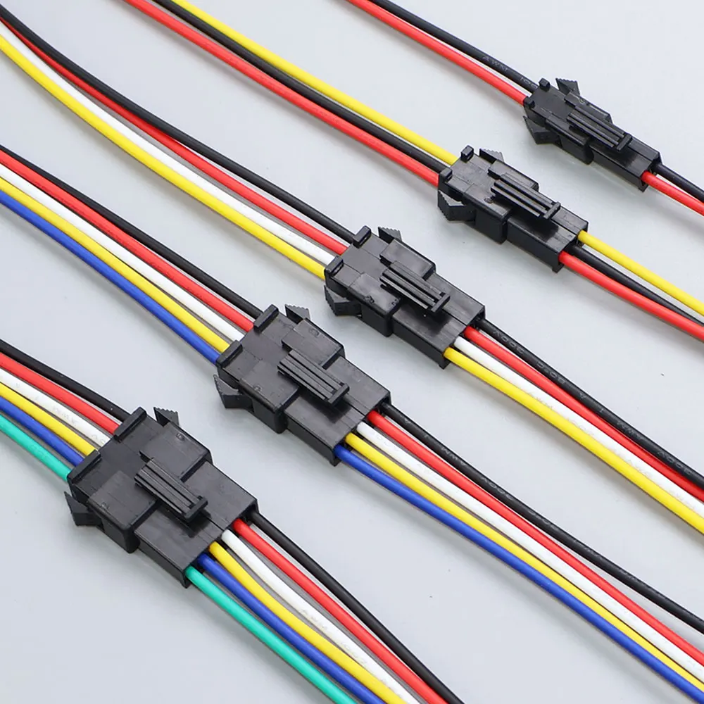 JCD 2/3/4/5/6 Pin LED Strip JST SM Connector Male or Female Adapter Plug Connector Terminal with 20CM 22AWG Wire for Light Strip