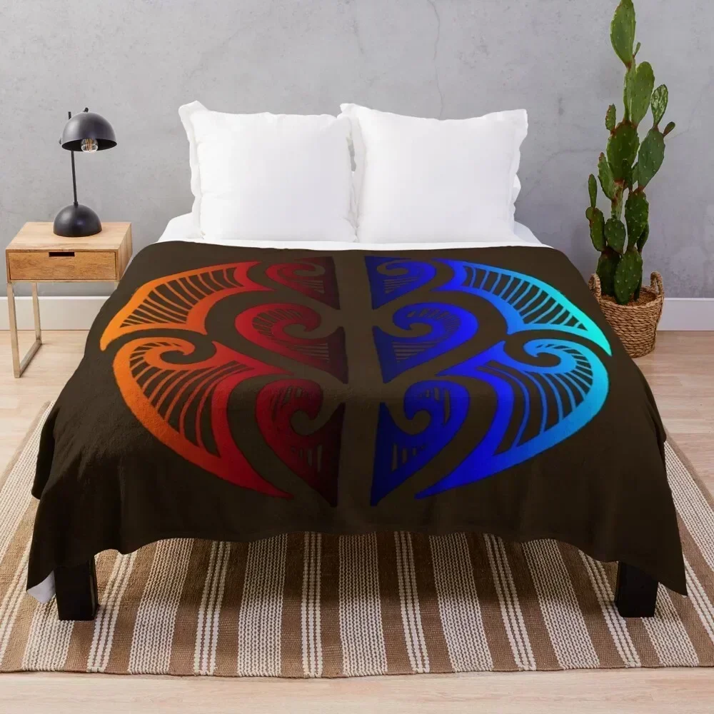 

Colored maori tribal art Throw Blanket