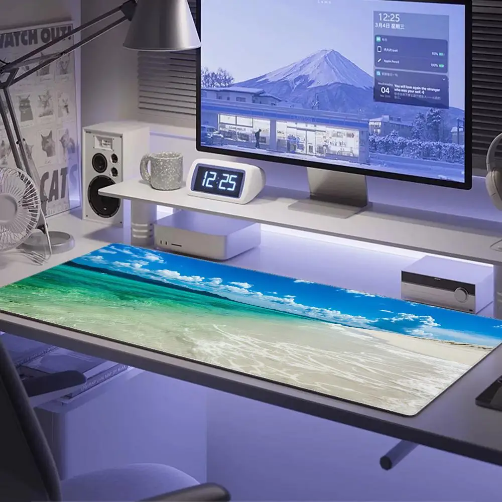 Summer Beach Seaside Waves Ocean Mouse Pad Desk Mat Large Non-slip Anti-fray Keyboard Ergonomic Office Rubber