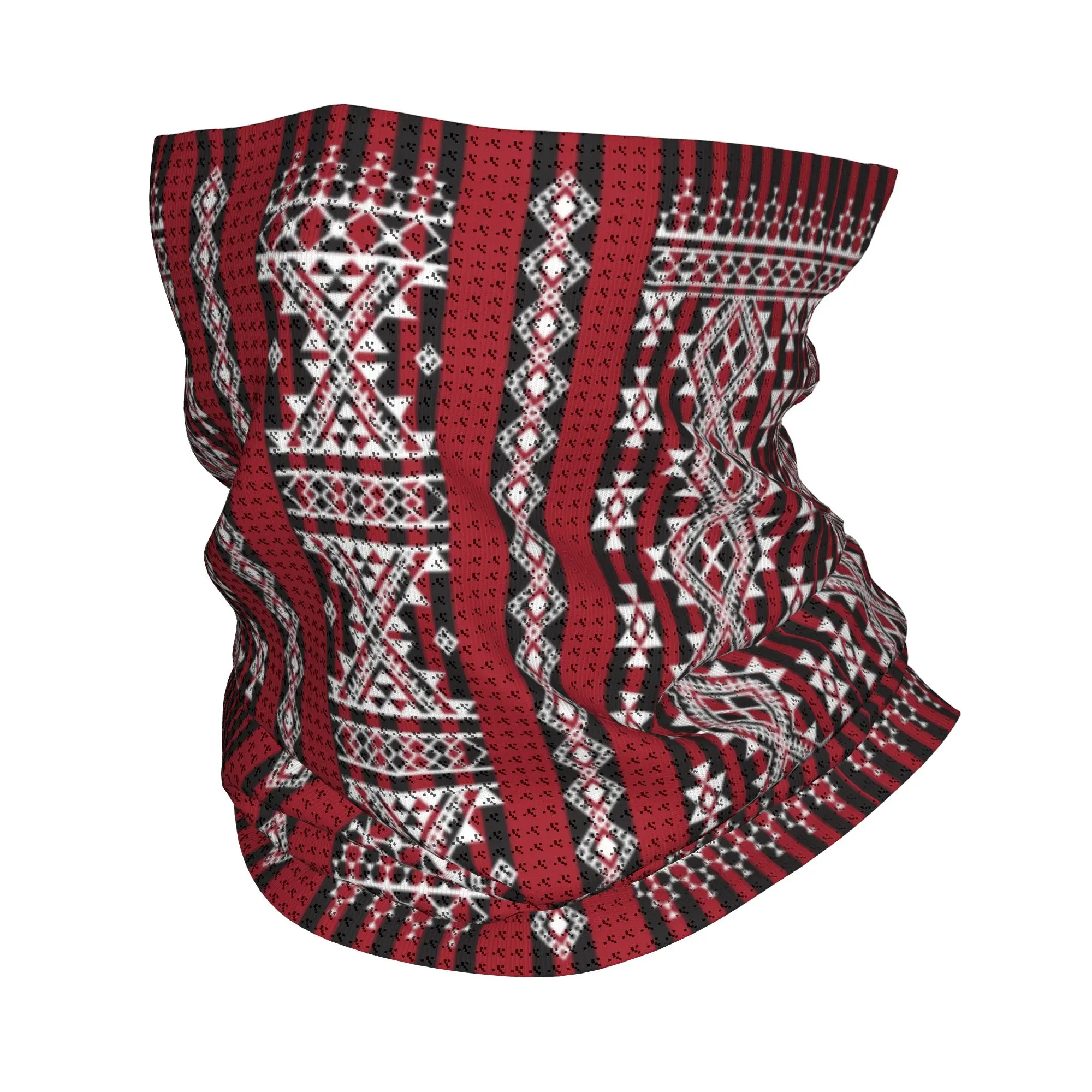 Custom Red Kabyle Carpet Pattern Neck Gaiter Men Women UV Protection Winter Geometry Geometric Bandana Scarf for Hiking