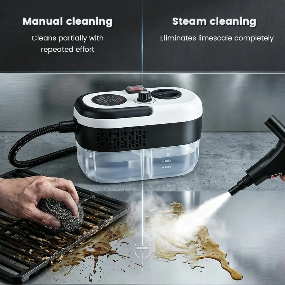 High Pressure Handheld Steam Cleaner, Portable Steamer for Cleaning, 6-Level Pressurized Steam Gun, Powerful Stream Cleaners for Home Deep Cleaning, Car Detailing, Grout, Tile, Window, Furniture