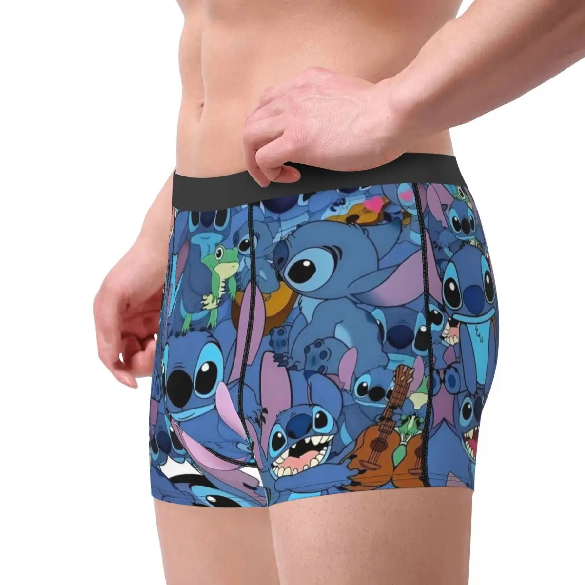 Novelty Anime Stitch Pattern Boxers Shorts Panties Men\'s Underpants Stretch Disney Briefs Underwear