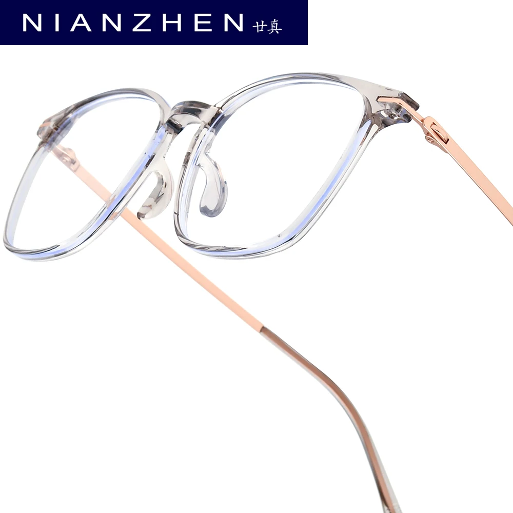 

NIANZHEN TR90 Alloy Eyeglasses Frame Men Square Brand Design Glasses Women Vintage Ultralight-Weight Eyewear Spectacles 210374