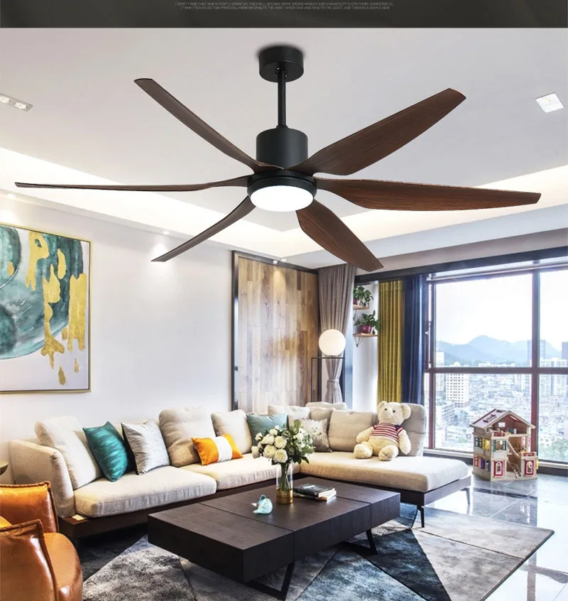 

Luxury large ceiling fan with LED lights 54/66 inch silent fan lobby bedroom conference room hotel with remote control 6-speed