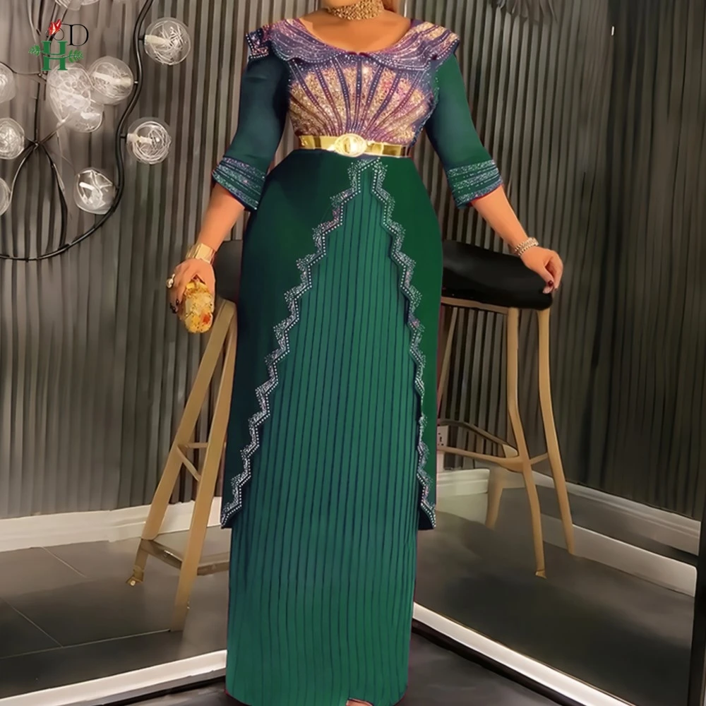 Abiti da sera di lusso 2025 Abiti da festa eleganti da sera da donna Abito festivo Natale Matrimonio Abito da sera verde Taglie forti