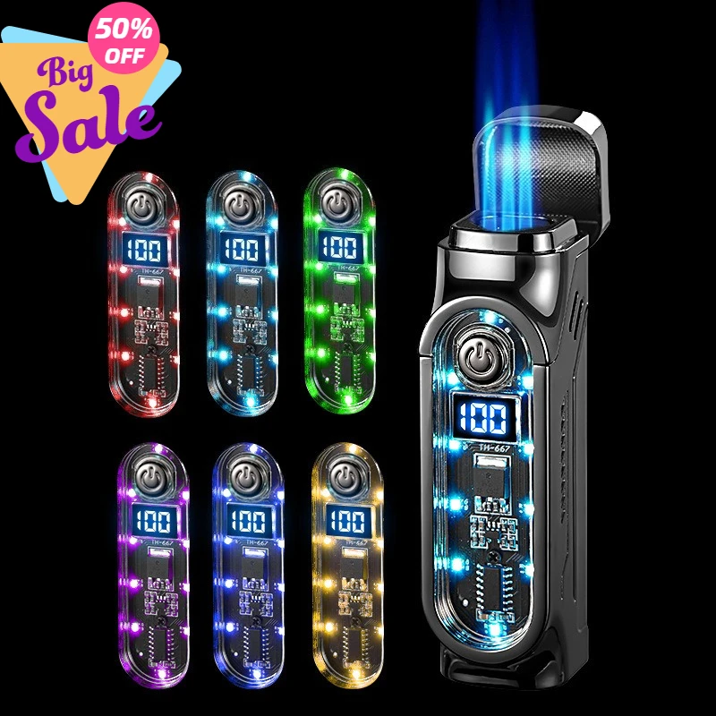 New Cigar Specific Three Direct Flame Lighter, Multi functional Cigar Specific Inflatable Lighter, Cigar Accessories, Men's Gift