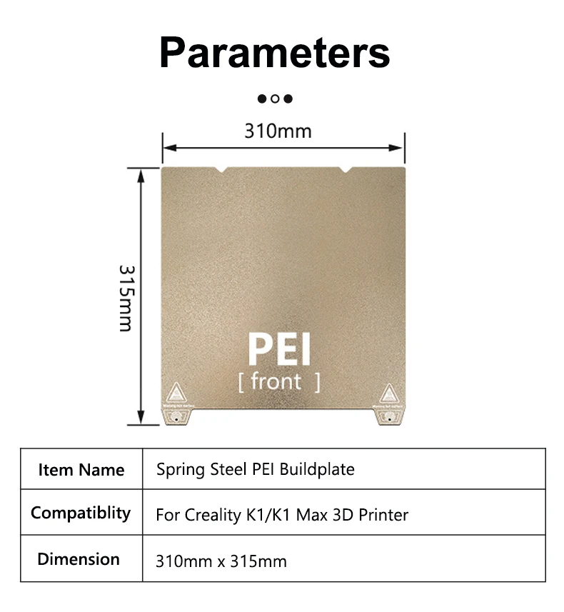 For Creality K1 Max Build Plate Texture PEI Spring Steel 310x315mm Smooth PEO PET PEY Buildplate For K1MAX 3D Printer Heat Bed