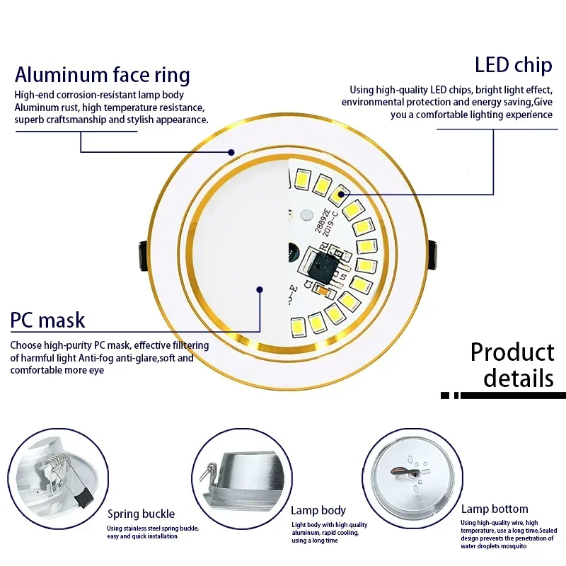 Imagem -03 - Recesso Painel Redondo Led Teto Downlights Spot Light Iluminação Interior 5w 9w 12w 15w 18w ac 220v 10 Pcs por Lote