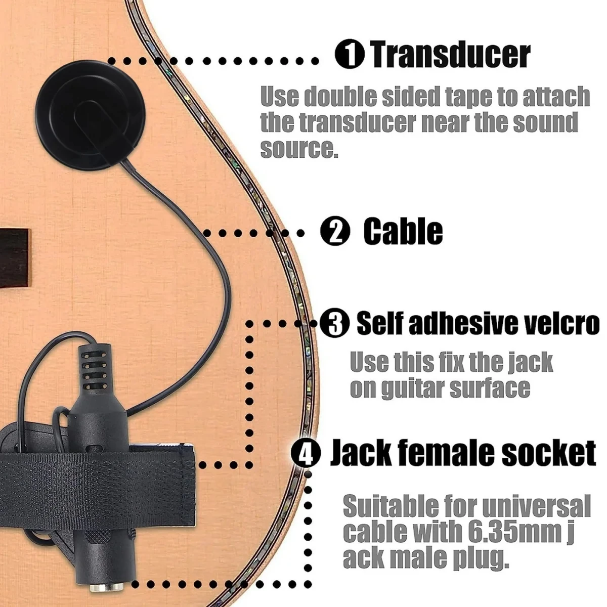 Miwayer Piezo Contact Pickup Mic Durable Clip-On for Acoustic Guitar/Ukulele/Mandolin/Violin/Banjo/Kalimba/Thumb Piano