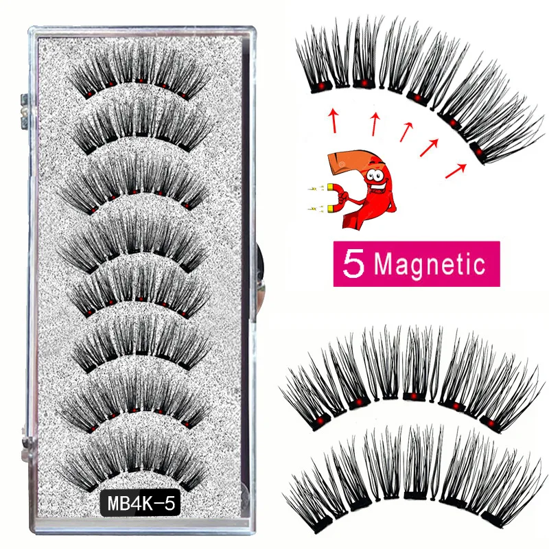 8pcs/1 pair 5Magnetic 3D False Eyelashes MBK Magnetic Eyelashes Fox-style natural eyelashes Magnetic Eyelashes