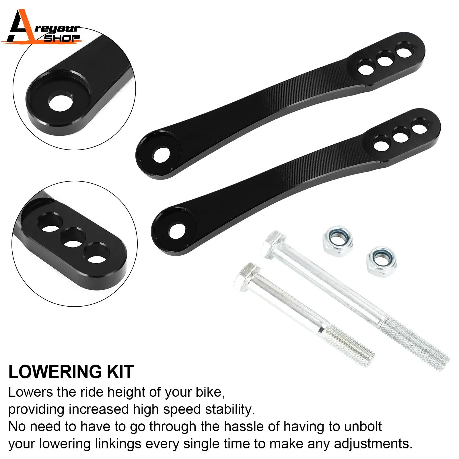 

Areyourshop Rear Suspension Lowering Links Kit For KAWASAKI ZX-14R NINJA 2006-2020 ZZR 1400 Motorcycle Parts