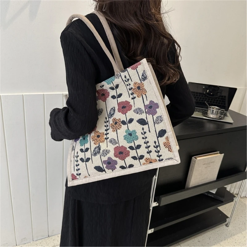 Embroidery Shoulder Bag Exquisite Underarm Bag Large Capacity Casual Shoulder Bag for Women Dating Travel Work