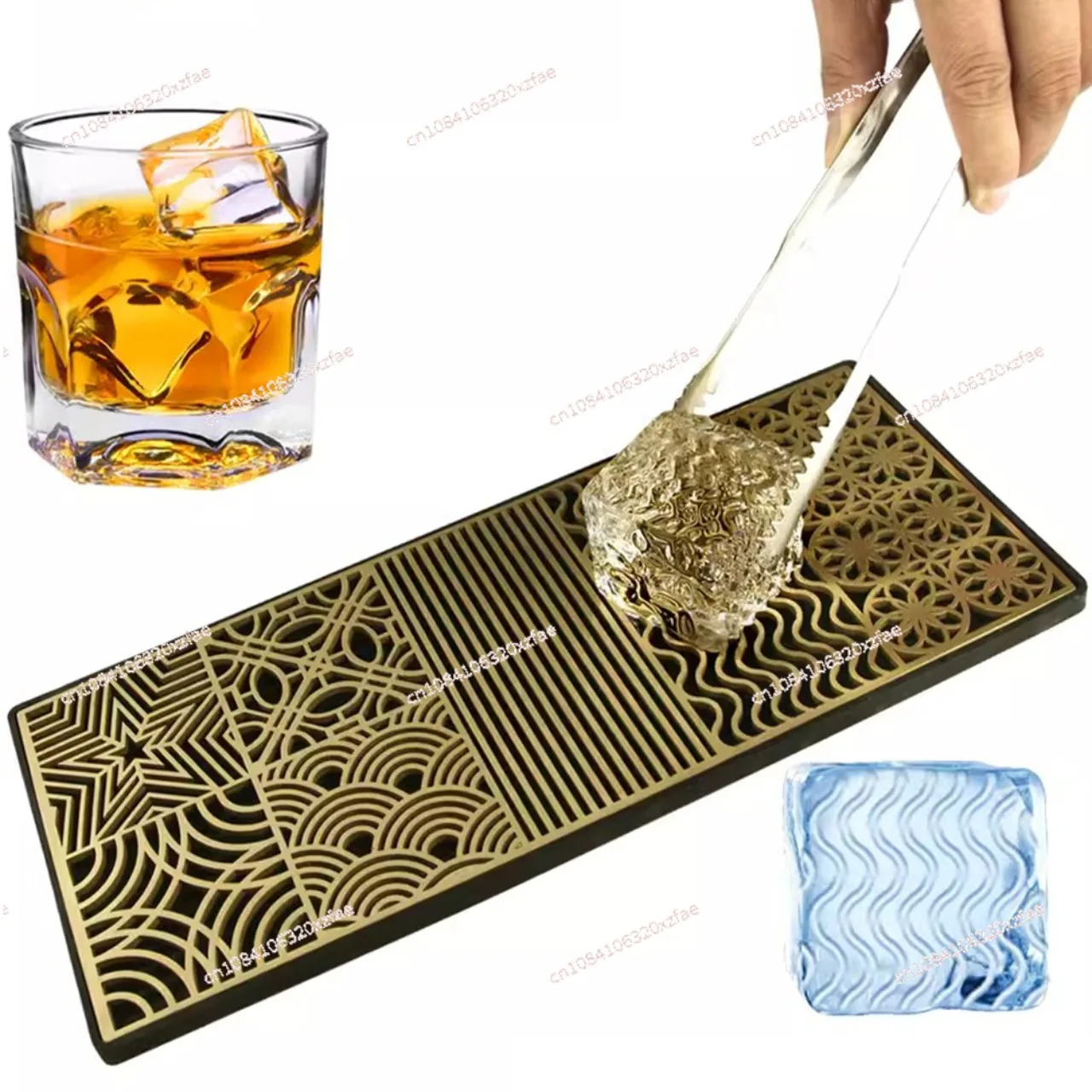 

Ice Cube Logo Pure Copper Mold DIY Brass Ice Design Stamping Plate Ice Printing Bartender Whiskey Pressing Tray Mould 290x120MM