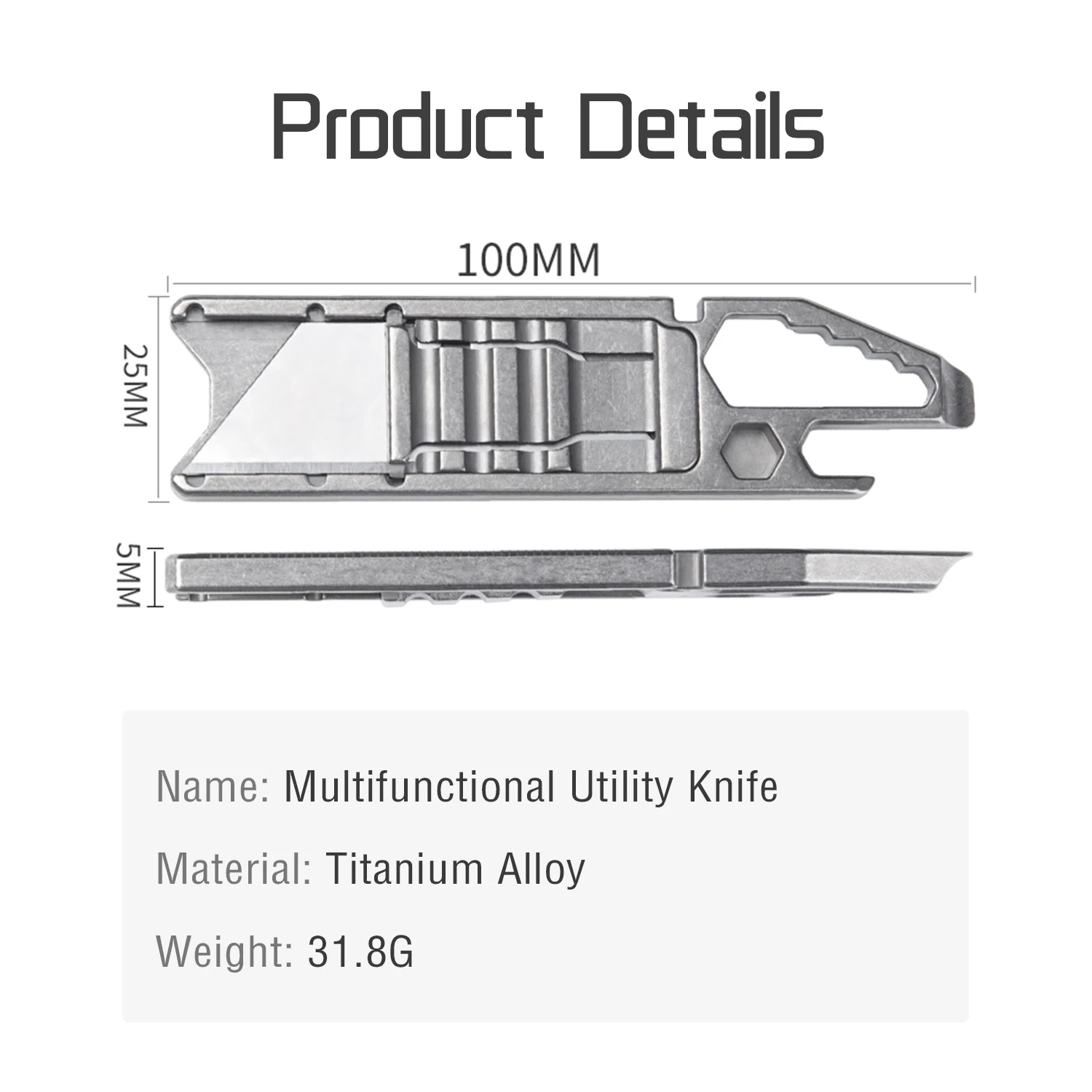 Titanium Alloy Utility Knife Woodworking Outdoor  Camping Portable Wrench Crowbar EDCMultifunctional Cutting Tool Screwdriver