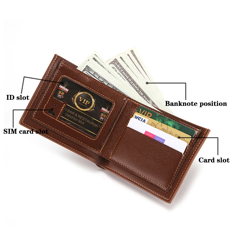 Portefeuille court d'affaires en cuir PU pour hommes, porte-monnaie, porte-billets, porte-cartes multifonctionnel, 216.239.514 Up