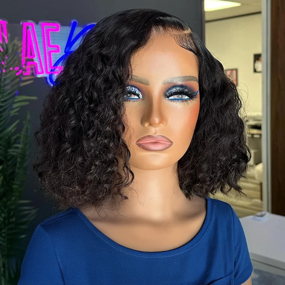 Curly Bob Wigs 7x5 Glueless Human Hair Water Wave Wigs Preplucked Ready To Wear 13x4 Lace Frontal Deep Wave Wigs Pre Cut No Glue