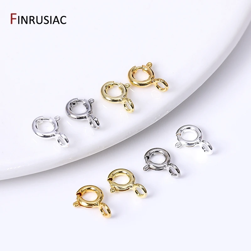 14k/18k Gold Plated 4 Size Brass Spring Clasps For Jewelry Making, Round Lobster Clasps For DIY Bracelets Necklaces Findings