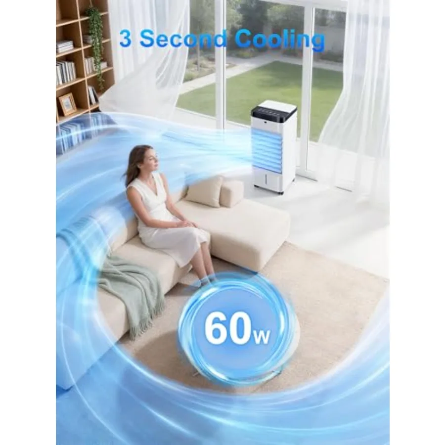 Swamp Cooler, Wdowless Portable Air Conditioner with Double Water Tank, Coolg AC Fan, 3 SpeedMode, 120 Oscillg, Evaporative Air view 5