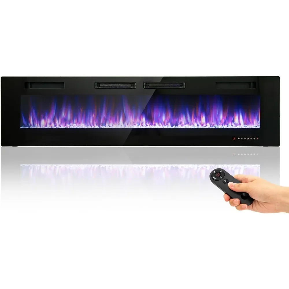 

72 Inches Electric Fireplace with Remote Control & Touch Screen, Recessed and Wall Mounted Fireplace Heater, Fireplaces