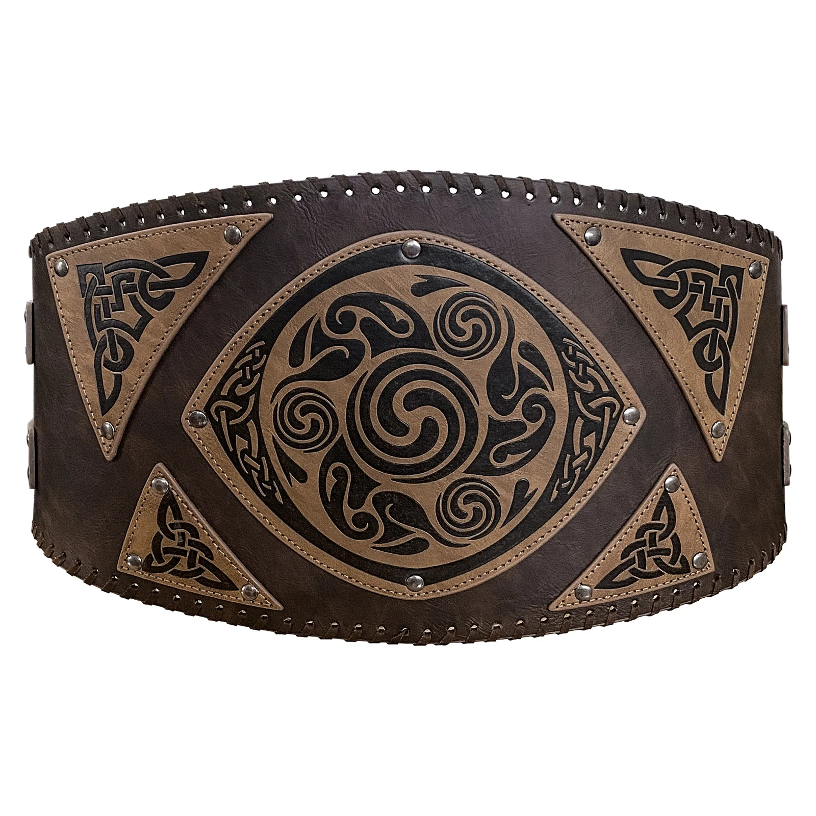 Medieval Knight Embossed Wide Waist Belt Vortex Pattern Leather Belt Retro Viking Knight Corset Pirate Accessories Cosplay Props