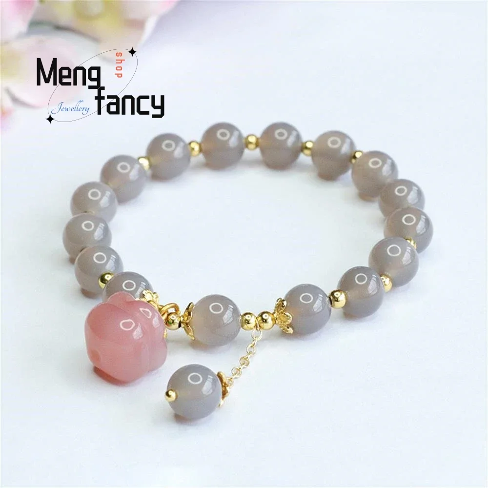 

Natural Smokey Purple Chalcedony Bracelet Salt Source Agate Palace Style Charm Elegant High-grade Luxury Quality Fashion Jewelry