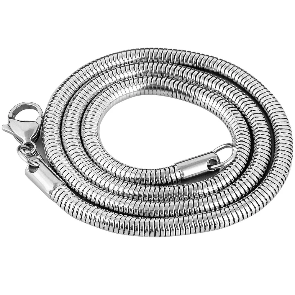 

1 piece Stainless steel Round Snake Chain Pendant Necklace For Men Women Necklace Jewelry