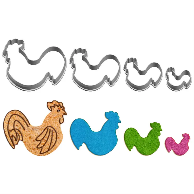 Eggs, Big Roosters, Chicks, Big hens, Chicks Hatching Biscuit Cookie Cutting Molds,Cake Decoration Tools,3D Plastic White