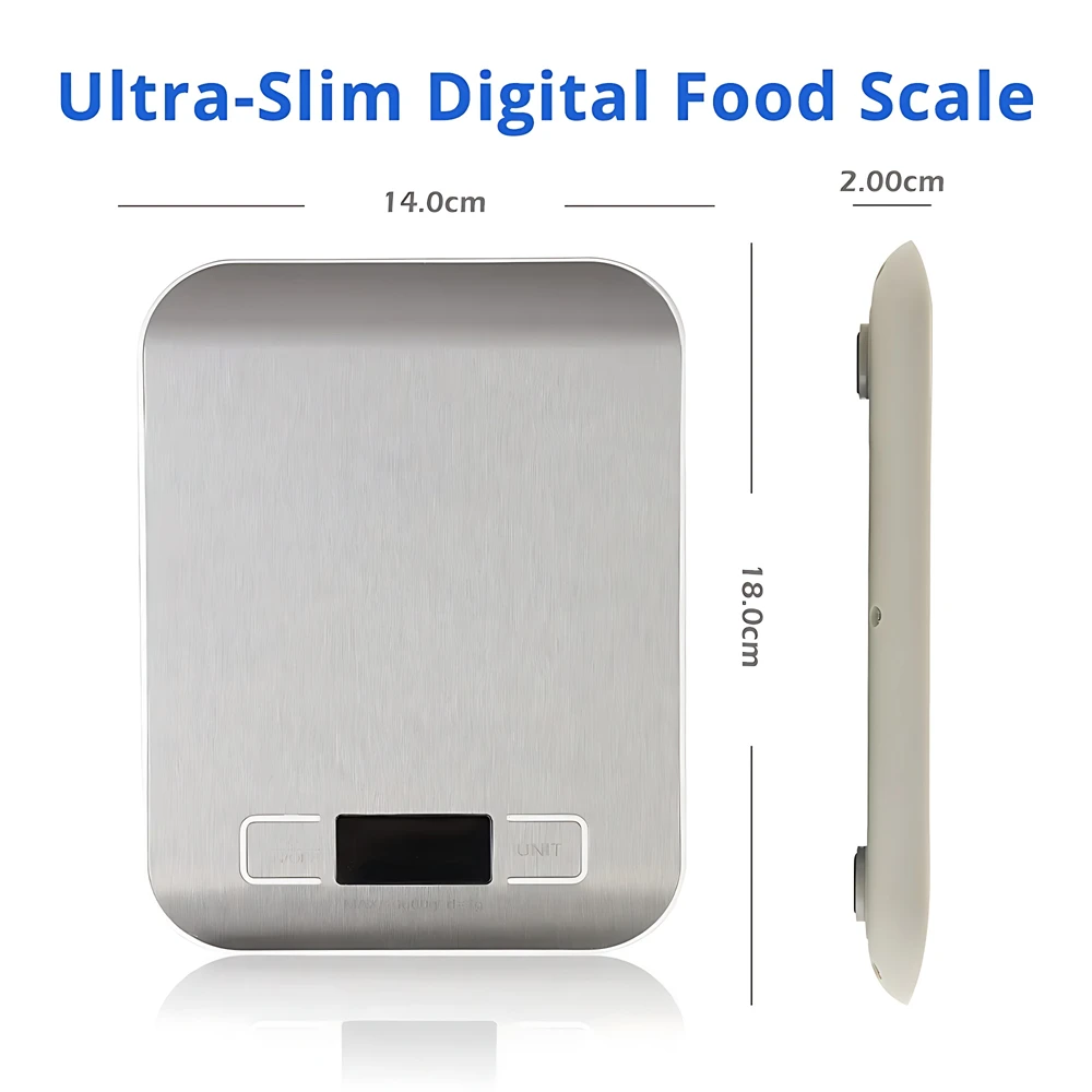 5KG/10KG/0.1g Kitchen Scales Stainless Steel Weighing for Food Diet Postal Balance Measuring LCD Precision Electronic Scales