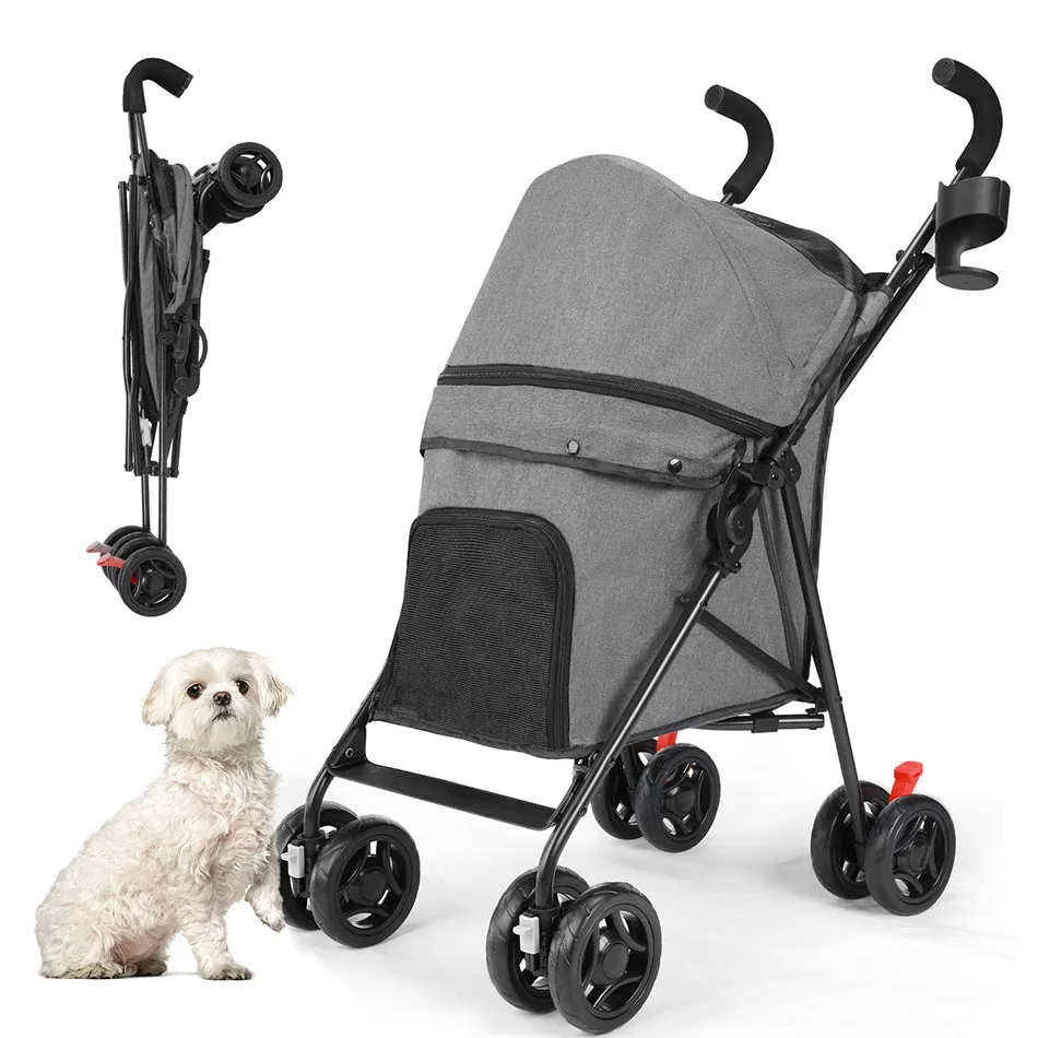 Wedyvko Pet Dog Stroller 4 Wheels Puppy Stroller Rotate with Brakes Storage for Dogs Cats Travel Pet Suplies Outdoor carrinh