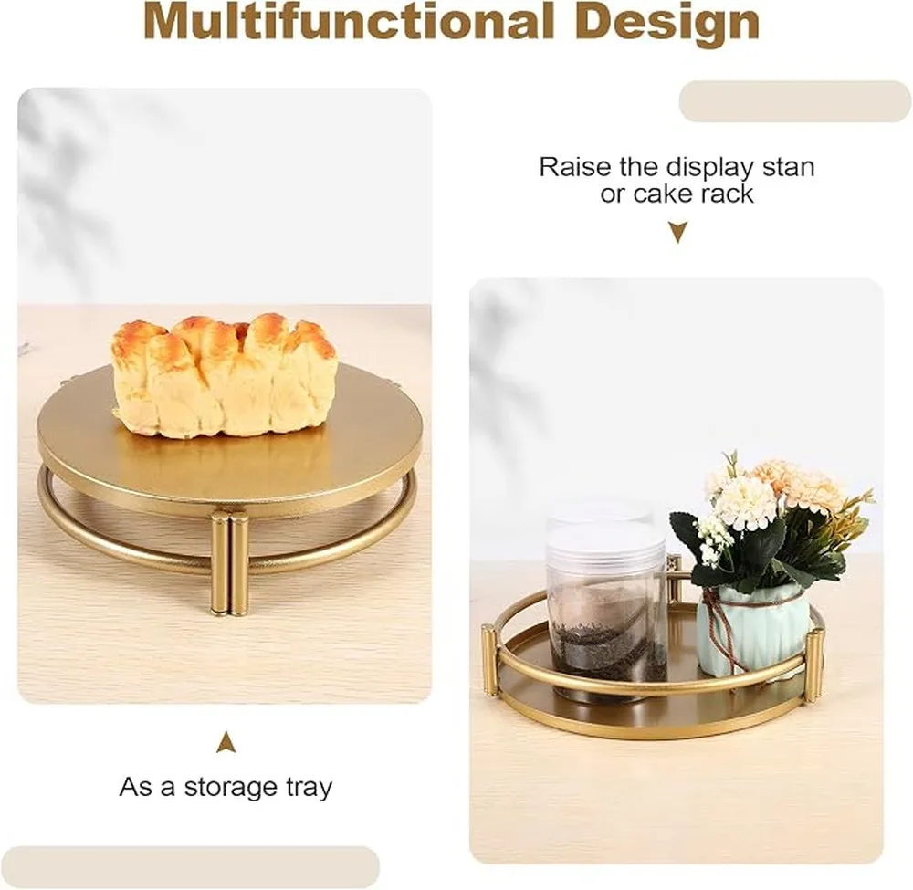 Multi-functional Gold Cupcake Stand And Cake Stand Set With Sturdy Bases Para Postres De Elegantes