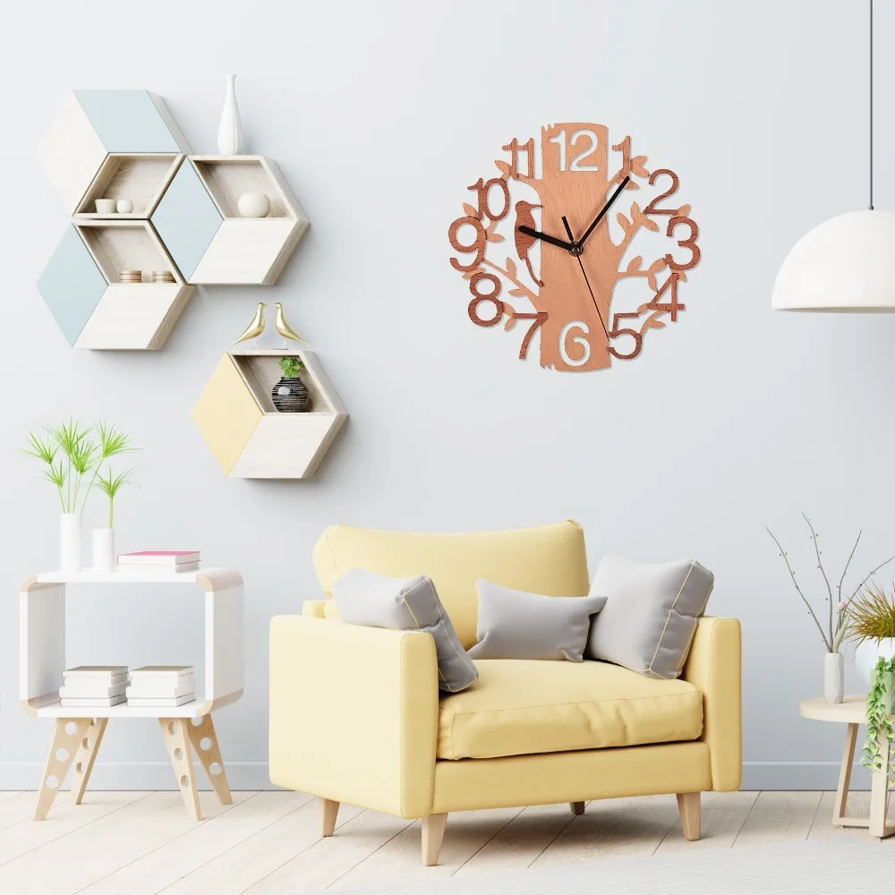 Vintage Wooden Resin Clock Mold Round Shape Silent Movement Tree of Life Clock 10 Inch Silent Wall Clock Home Decor