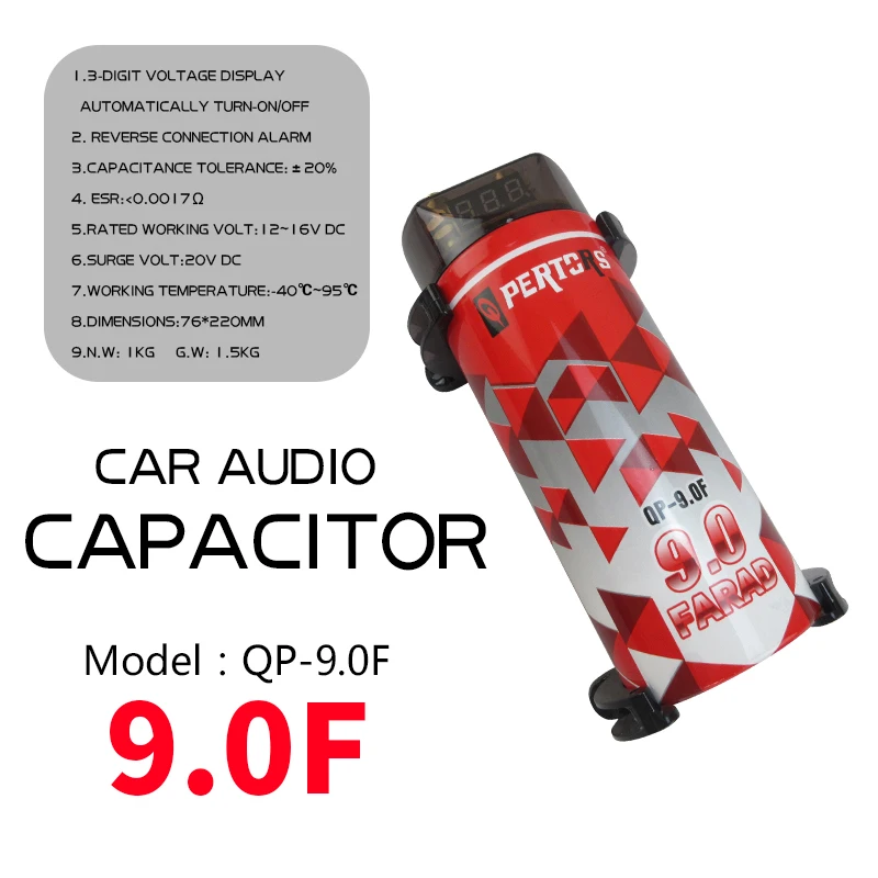 QP-9.0F 9.0FAudio Capacitor ,big  Power Electrolytic Capacitor,Stabilize voltage and supplement current car Audio Accessories