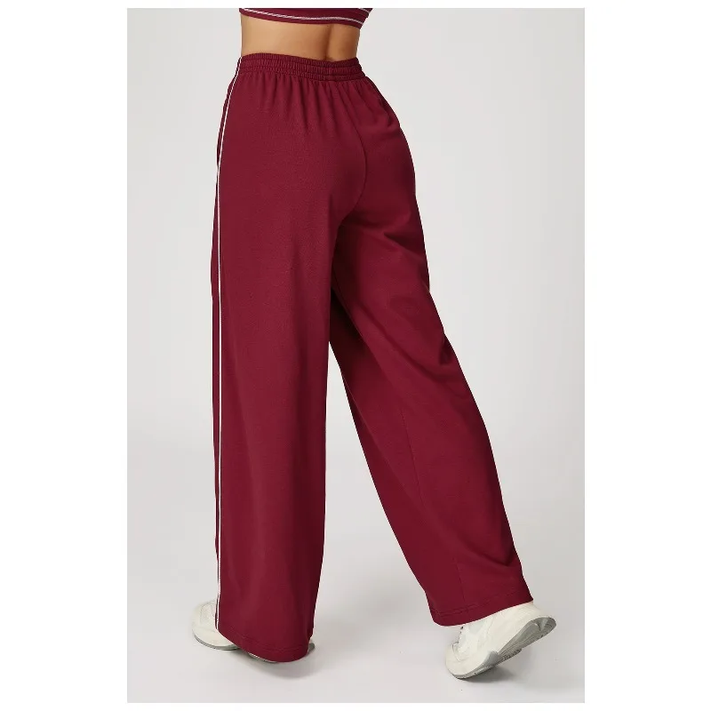 

Универсальные спортивные спортивные штаны, свободные прямые спортивные штаны с высокой талией и карманами, повседневные и удобные брюки для улицы