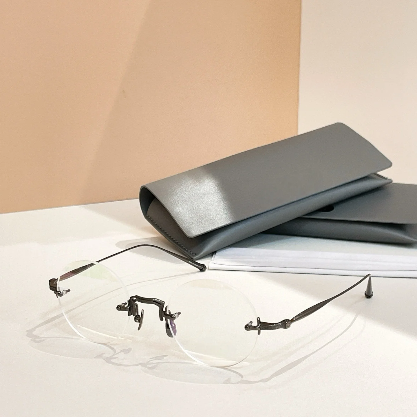 Belight البصرية اليابان تصميم بدون شفة التيتانيوم شكل دائري اليدوية خمر نظارات بمادة الخلات وصفة طبية M3015