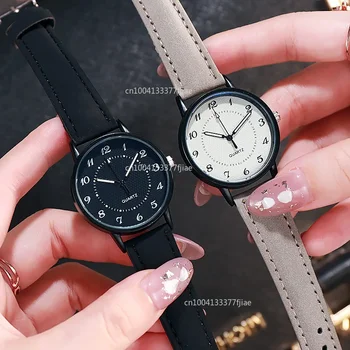 Simple Women's Fashion Watch Quartz Analog Wirstwatch Luminous Waterproof Imitation Leather Band Watch Ladies Casual Relogio