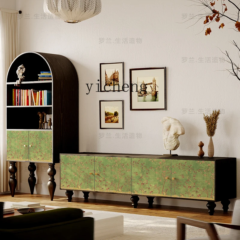 DSA green retro solid wood TV cabinet, living room integrated storage decorative cabinet, bedroom antique locker