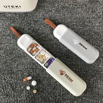 7 dní módní přenosný severský styl krabička na léky dávkovač tablet krabička na léky 3 mřížky dávkovací úložná sada organizér 6 nejlepší prodej roztomilá krabička na léky - №2